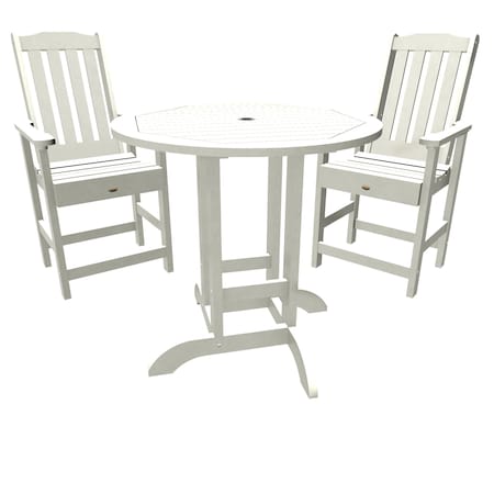 Highwood Usa Lehigh 3pc Round Counter Height Outdoor Patio Furniture Dining Set AD-CNL36-WHE